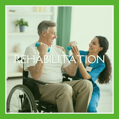 Therapist assisting man in wheelchair with weights