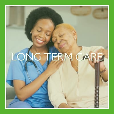 Caregiver and resident sharing a moment in a care facility