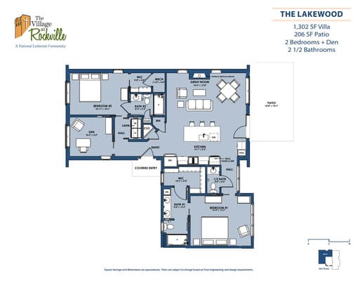 Architectural floor plan of The Lakewood villa