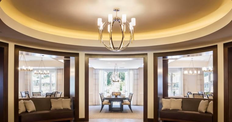 Elegant common area with modern lighting and seating