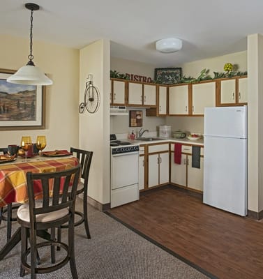Cozy kitchenette area with dining table