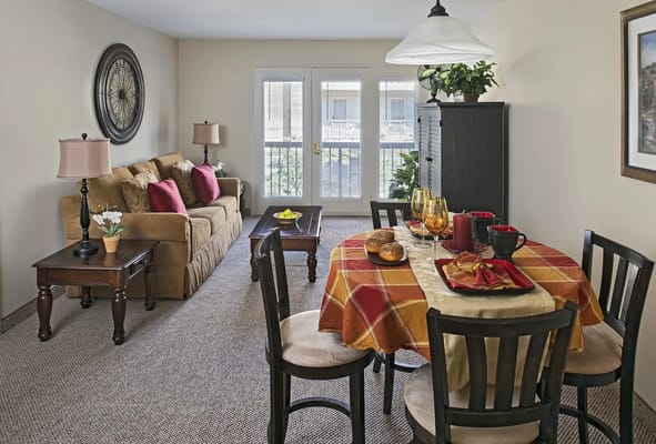 Cozy living area with a dining table and comfortable seating