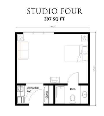 Floor plan of Studio Four apartment