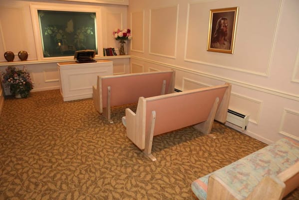 Interior view of a tranquil common area with seating