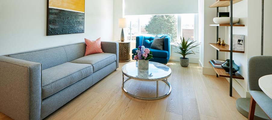 Modern living room in a senior living facility