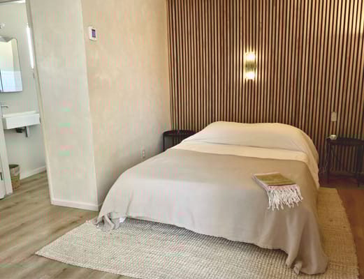 Well-lit interior of a private resident room