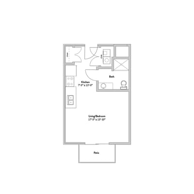 Architectural floor plan of a living unit