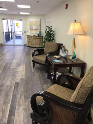 Comfortable seating area in a facility's lobby