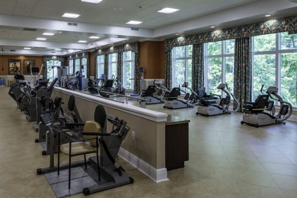 Interior view of a gym with exercise equipment