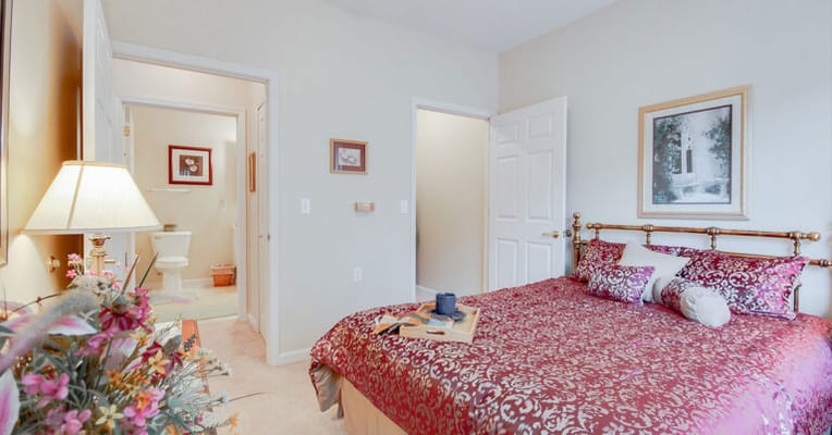 Cozy resident room with a bed and decor