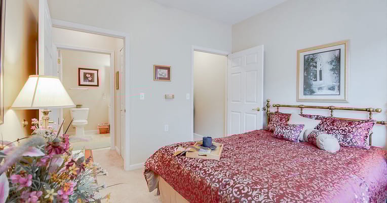 Cozy resident room with a bed and decor