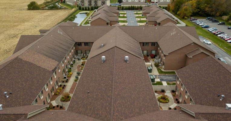 Aerial view of a senior living facility layout
