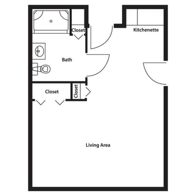 Architectural floor plan of a resident unit