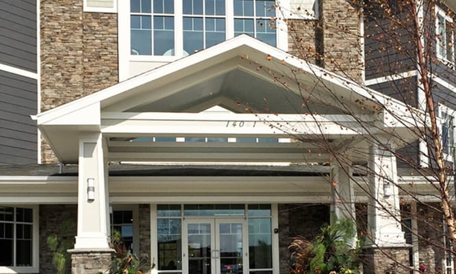 Front entrance of a senior living facility