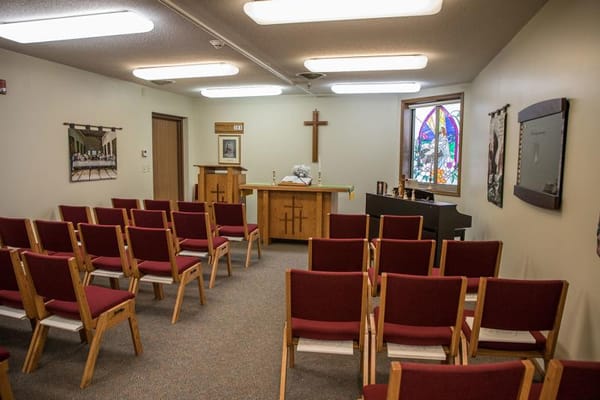 Chapel interior with seating and altar