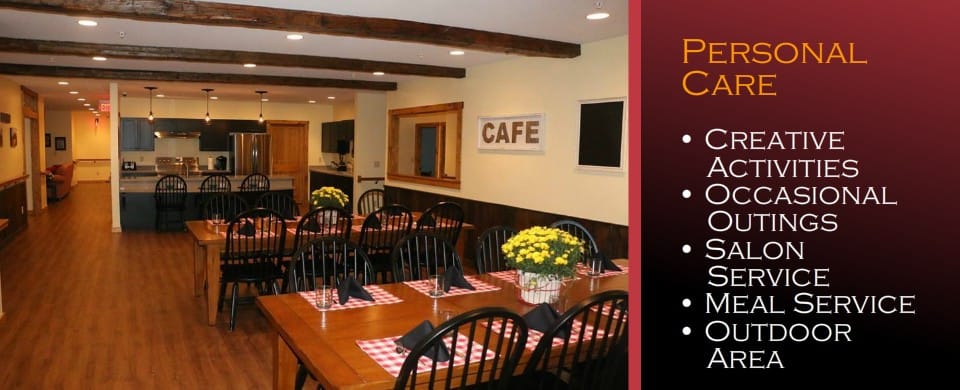Interior dining area with tables and chairs