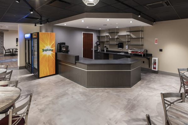 Modern coffee bar area in a common space