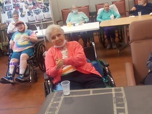 Residents enjoying an activity in a common area