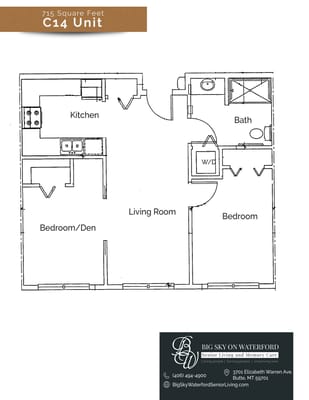 Architectural floor plan of a C14 unit
