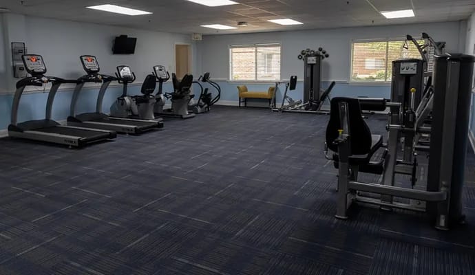 Well-equipped fitness center with exercise machines