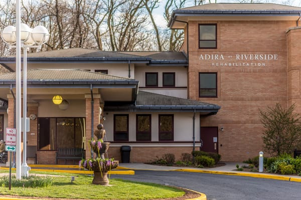 Exterior view of a rehabilitation facility entrance