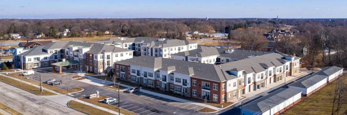 Aerial view of the Everleigh Naperville community