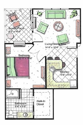 Architectural floor plan of a living space