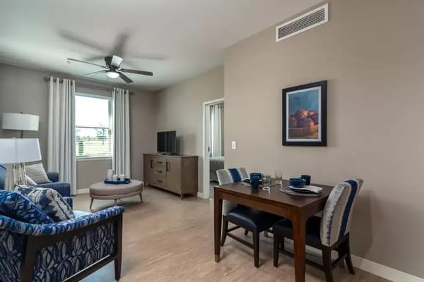 Cozy interior view of a senior living room