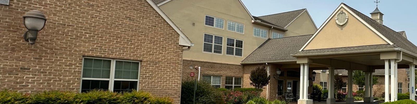 Exterior view of nursing home facility entrance