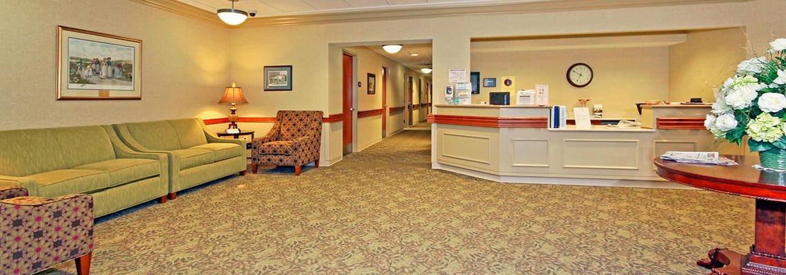 Interior view of a common area in the nursing home