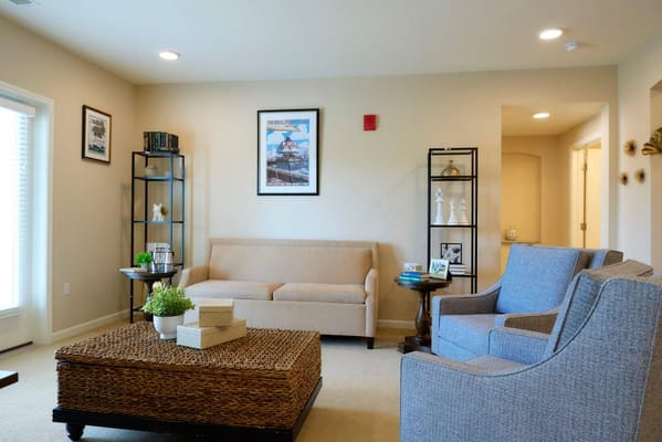 A cozy living room area with comfortable seating