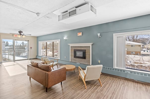 Bright common area with a view of the outdoors
