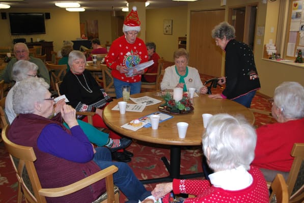 Residents participating in a festive activity gathering