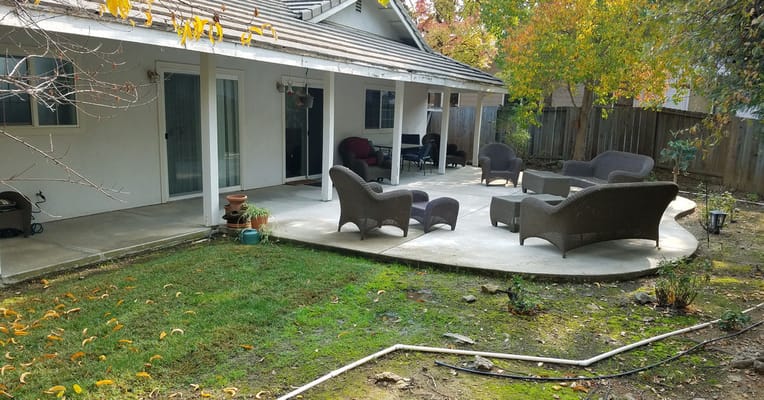 Outdoor seating area with patio furniture