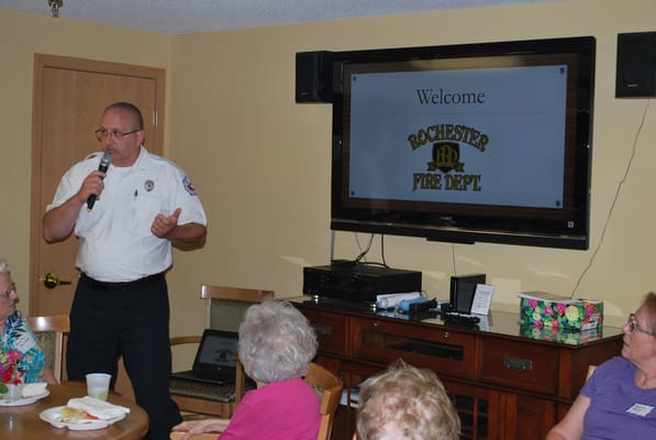 Residents enjoying a presentation by local fire department