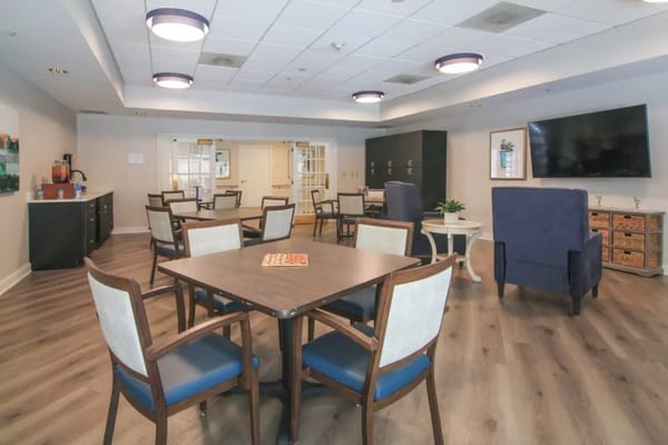 Common area of a nursing home with seating