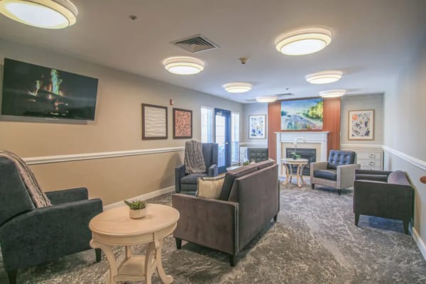 Interior common area with comfortable seating and artwork