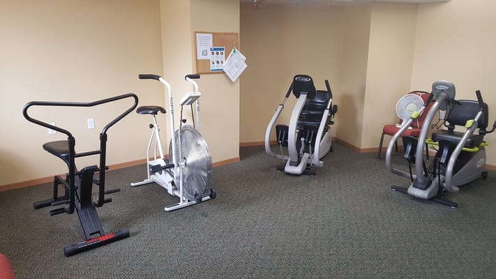 Interior view of fitness equipment in the activity room