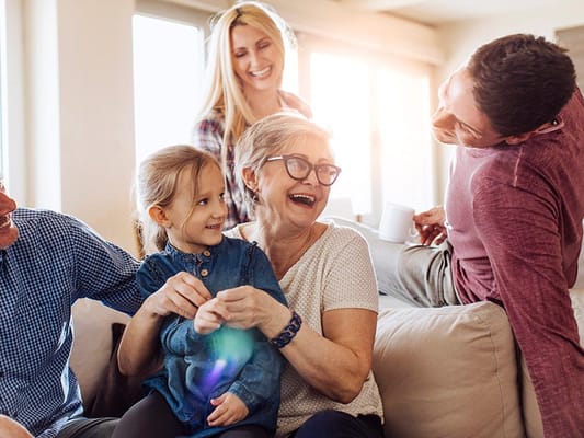 Residents enjoying time together in a common area