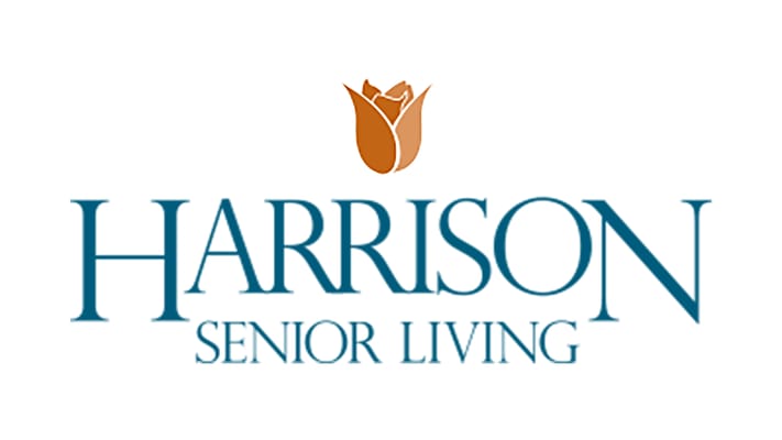 Harrison Senior Living logo with a tulip design