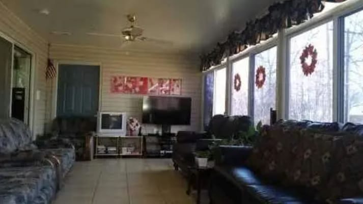 Common area with seating and decorations