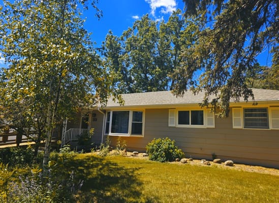 Exterior view of a single-story senior living facility