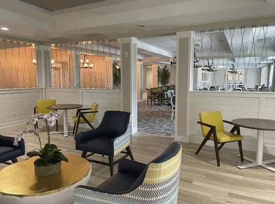 Elegant dining area with comfortable seating and decor