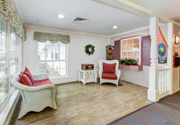 Bright common area with comfortable seating