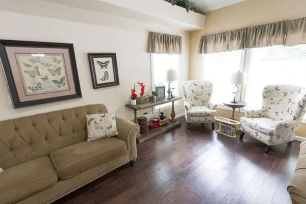 Cozy lounge area with comfortable seating and decor