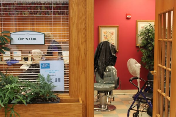 Interior view of a salon in a senior living facility
