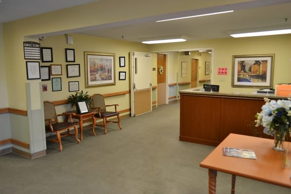 Interior view of a reception area in the facility