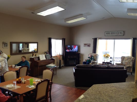 Residents enjoying time in a cozy common area