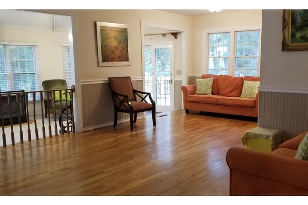 Common area with seating and natural light