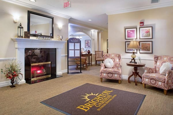 Cozy lobby with seating and decorative accents